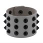 Three-row leather studded wide bracelet