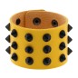 Three-row leather studded wide bracelet