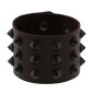 Three-row leather studded wide bracelet