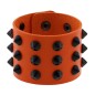 Three-row leather studded wide bracelet