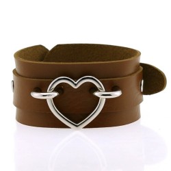 Punk PU leather Love Ring - Silver