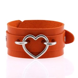 Punk PU leather Love Ring - Silver