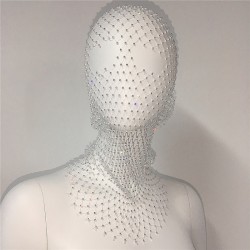 Hot Selling Rhinestones Fashion Party Mesh Hood