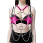 O Ring Decor Body Chain Five-Star Leather Bra Tank Top