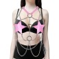 O Ring Decor Body Chain Five-Star Leather Bra Tank Top