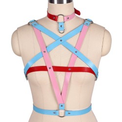 Tiffany Blue Chest Belt Waist Strap Collar Set