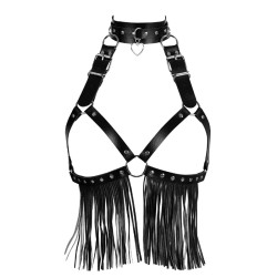 Heart Collar Riveted Bra Harness With Belt Tassel