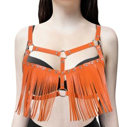 Women's Leather Body Chest Harness Belt Fringe Tassel