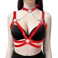 Metal Heart Leather Collar Spliced With Bra Harness