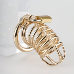 Gold Metal Chastity Cage Device