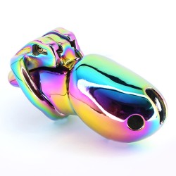 Rainbow Male Metal Chastity Cage HTV3