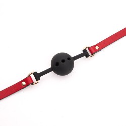 Silicone Ball Gag With Red&amp; Black Strap