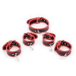 Restraint PU Leather Hands Cuffs Neck Collar Set