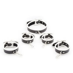 Restraint PU Leather Hands Cuffs Neck Collar Set