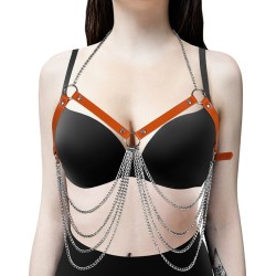 Gothic Body Jewelry Leather Bra Chain