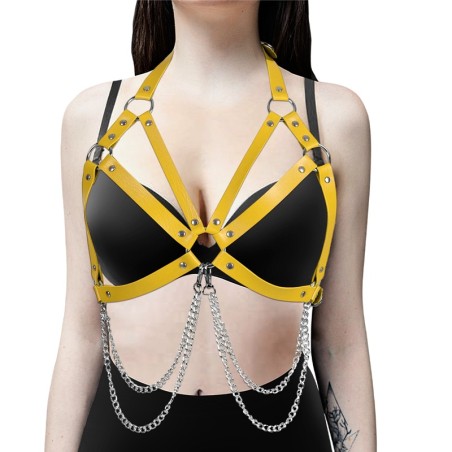 Nipple Hollowed Out  Leather Halter Bra