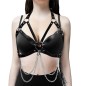 Nipple Hollowed Out  Leather Halter Bra