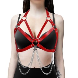 Nipple Hollowed Out  Leather Halter Bra