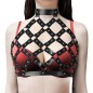 Criss Cross Riveted Leather Halter Top