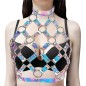 Criss Cross Riveted Leather Halter Top