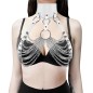 Wide Leather Collar With Bra Chain