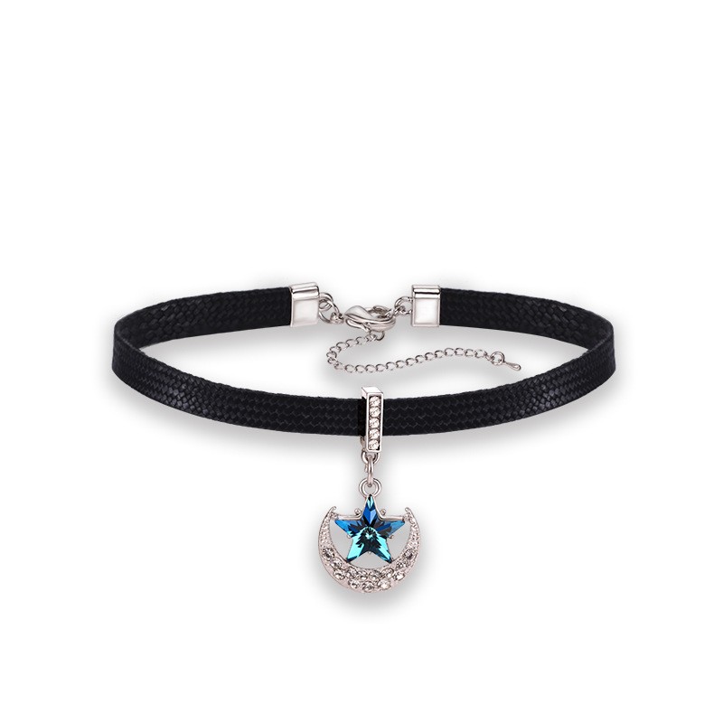 Silver Moon Blue Start Woven Choker