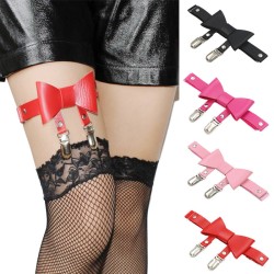 SM902 Bowknot Leg Strap Short Leather Garter