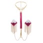 Rose Square Sequin Tassel Nipple Cover With Metal Collar