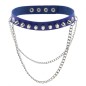 Rivet Spiked Leather Collar With Chain