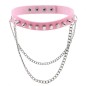 Rivet Spiked Leather Collar With Chain