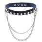 Rivet Spiked Leather Collar With Chain