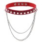 Rivet Spiked Leather Collar With Chain