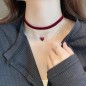 N320 Heart Pendant Velvet Collar