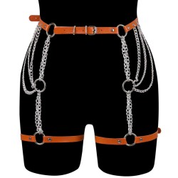 SM507 O Ring Chain Leg Strap Leather Body Harness