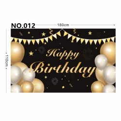 D801 Black&amp;Golden Birthday Banner