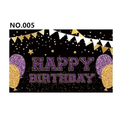 D801 Black&amp;Golden Birthday Banner