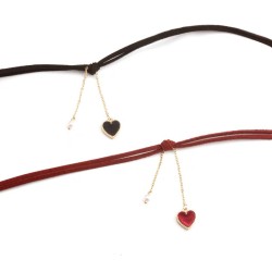 N327 Heart Pendant Multi Layer Suede Collar