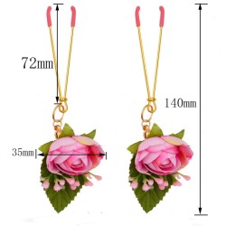 Pink Flower Golden Nipple Clamp