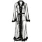 Long See-through Feather Mesh Night Robe