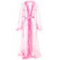 Long See-through Feather Mesh Night Robe