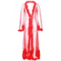 Long See-through Feather Mesh Night Robe