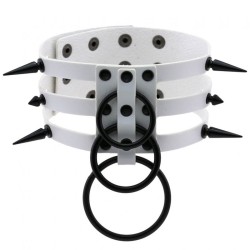 Three-row Black-ring Rivet Spiked Collar