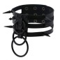 Three-row Black-ring Rivet Spiked Collar