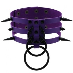 Three-row Black-ring Rivet Spiked Collar