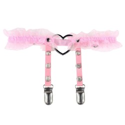 SM910 Lace Hemming Love Heart Leather Garter Belt