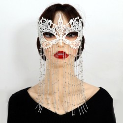 M101 Beaded Chain Long Tassel Hollow Blindfold Sexy Mask