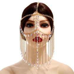 m104 crystal bead face chain gothic head jewelry