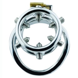 Rivet Screw Double Ring Chastity Lock Cage