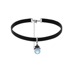 Moonstone Pendant Faux Leather Choker