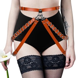 Ring Studded Leather Strap Waist Belt